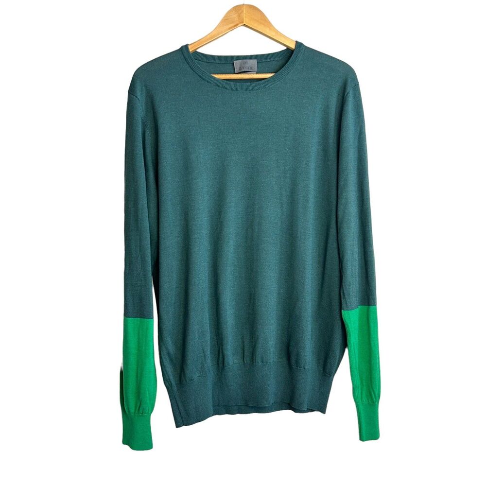 G/Fore Sweater Mens XXL Green Silk Wool Pullover Crew Neck Lightweight Knit Golf